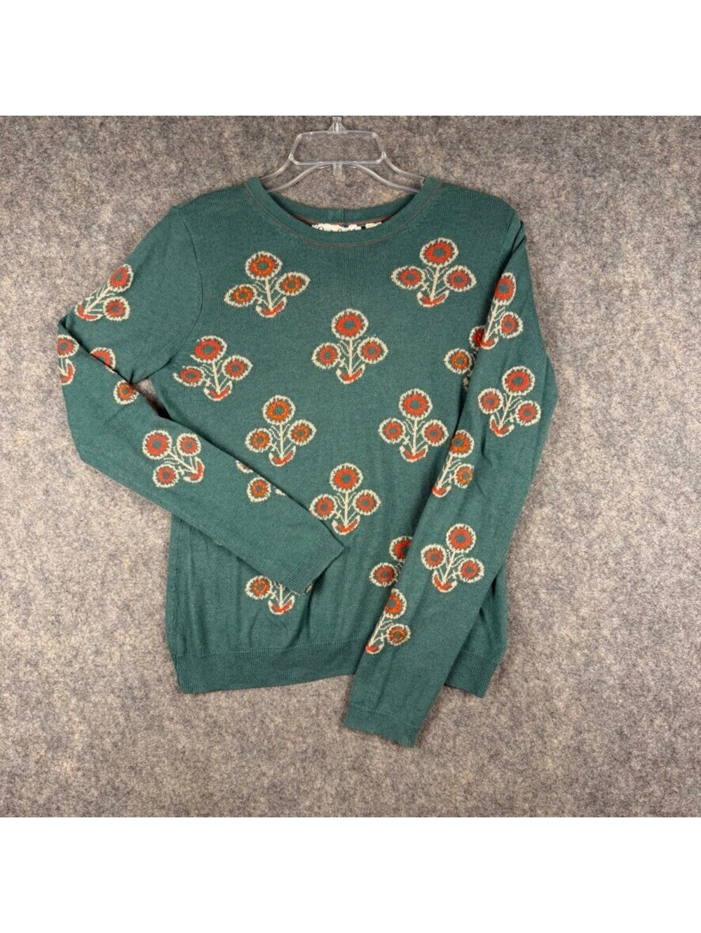 Field & Flower Green Retro Floral Liatris Button-Back Size S